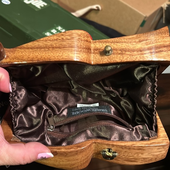 Timmy Woods Beverly Hills God Bless America Wood Clutch - Picture 5 of 6